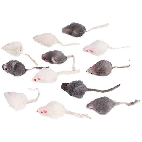 Katzenspielzeug Maus, 12 Stück Spielzeugmaus Katzen Fellmäuse Set Katzenminze Getränkt Pelzig Spielzeugmäuse Interaktives Spielen Sortiert Farbe Simulationsspielzeug Bewegliches Mausspielzeug Cover