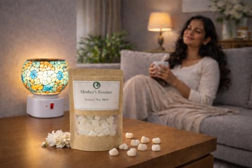 Image of Mother's Essence Ceramic Electric Wax Melt Diffuser | 2-in-1 Bedside Lamp & Aroma Burner | Plug-in Night Lamp for Bedroom & Pooja Room (Camphor)
