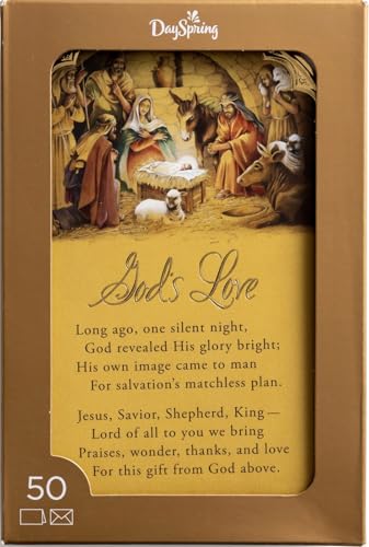 DaySpring - God's Love Nativity- 50 Bulk Christmas Boxed Cards and Envelopes (U1346)