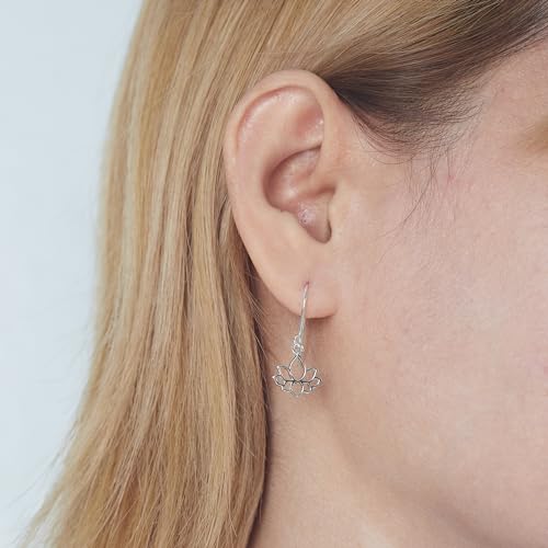 Boma Jewelry Sterling Cutout Lotus Flower Blossom Dangle Earrings2