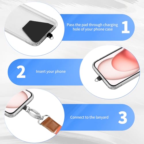 Image of OUTXE Phone Lanyard - 4x Pads, 1x Adjustable Neck Strap, 1x Wrist Strap, Nylon Phone Lanyard Compatible with All Smartphone