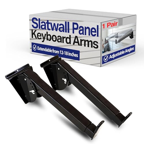 Victory Display Heavy-Duty Steel Slatwall Panel Keyboard arms (1-Pair), Telescoping Arms (12