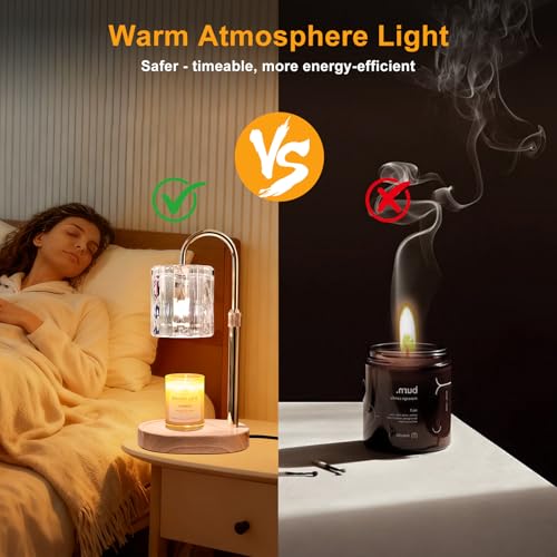 Candle Warmer Lamp with Timer and Dimmer 4-Level Dimmable Flower Light Heat Lamp for Jar Candles Adjustable Height Modern Cute Home Decor for Living Room Bedroom (Gradient-Square) - image 5