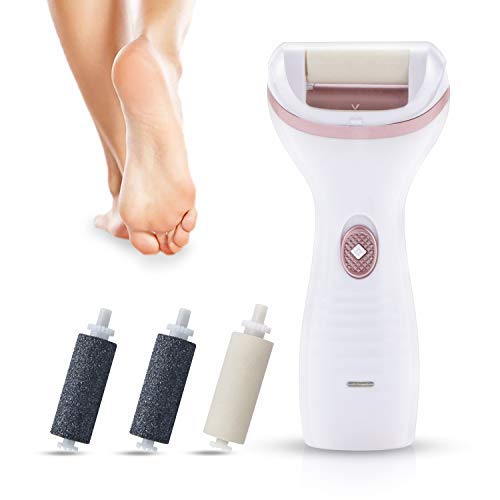 Pretfarver Pedicure Foot File for Feet Hard and Dead Skin with 3 Extra Rollers Electronic Professional Spa Foot Care Tools Rechargeable Callus Remover
