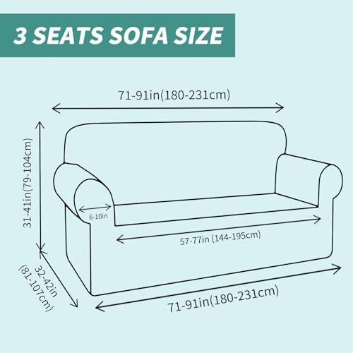 YEMYHOM Couch Cover Latest Jacquard Design High Stretch Sofa Covers for 3 Cushion Couch, Pet Dog Cat Proof Slipcover Non Slip Magic Elastic Furniture Protector (Sofa, Teal)