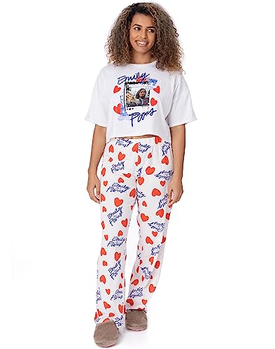 Pyjamas Emily in Paris femme ensemble t-shirt cropped et pantalon long blanc