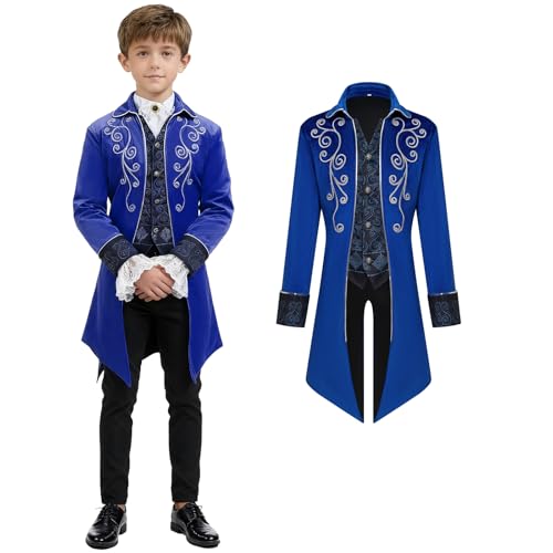 Vintage Viktorianischen Gothic Frack Mittelalter Renaissance Jacke (Blau 110)