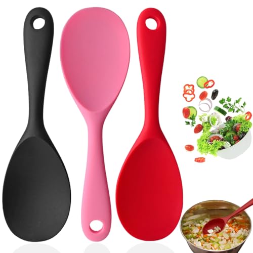 Mirkuzi Cuillère à Riz en Silicone 3 Pièces - Cuisine et Purée de Pommes de Terre, Style Vertical