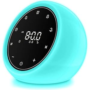 BGOVERSS White Noise Sound Machine, Alarm Clock with Night Light, 20 Soothing White Noise Sounds for Baby Adult Sleeping, Silent Touch Button Control Noise Machine Alarm Clock for Bedroom, White Color