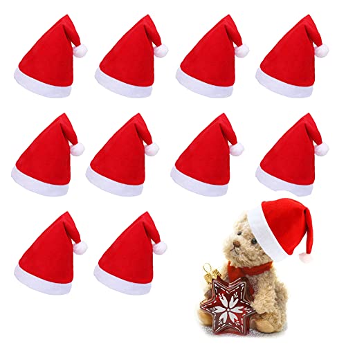 AYEUPZ Chapeaux de Père Noël, chapeaux de Noël pour enfants, 10 chapeaux de Père Noël en peluche, chapeaux de Père Noël rouges et jouets en peluche à bords rugueux Nicholas Cover