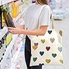 WDdZzyy Striped Heart Colorul Beige Canvas Tote for Women With Pockets With Handles Reusable Bulk Tote Bags Gifts #1