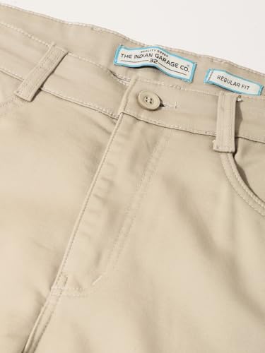 Image of The Indian Garage Co Men Mid-Rise Stretchable Regular Fit Chinos
