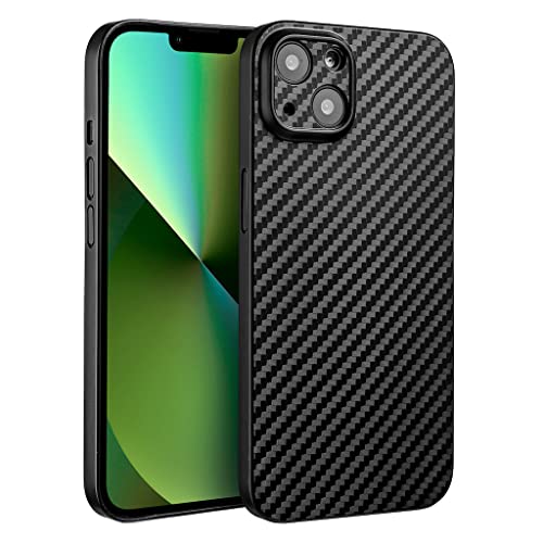 doupi UltraSlim Custodia per iPhone 13 Mini (5,4 Pollici), Carbon Fiber Look Fibra di Carbonio ottiche Piuma Facile Cover Hardcase, Nero