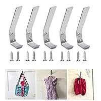 TERF® Aluminum Double Wall Mounted & Door Hat Coat Robe Hooks for Bathroom Bedroom Kitchen Office Door Hooks with Fixing Screw - Pack of 5