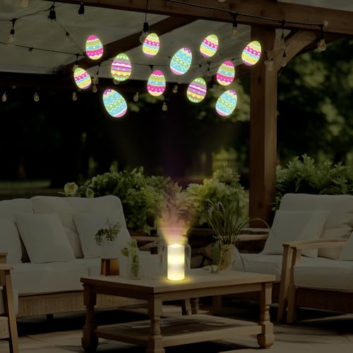 Image of Baquler Easter Egg Projector Light Decor Easter Flameless Candle Spring Home Decor LED Candle Battery Operated Night Light with Remote and Timer Egg Hunt Party Basket Gifts for Spring Farmhouse Table