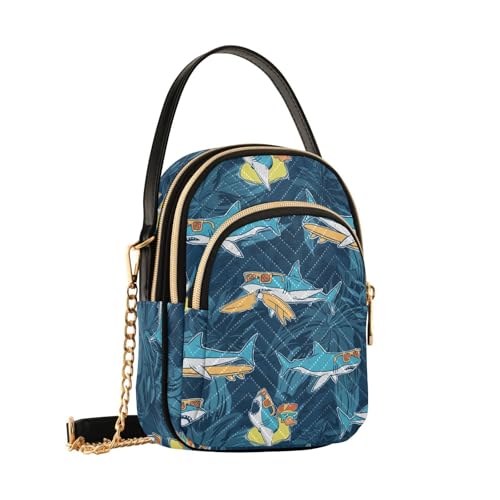 Sac à bandoulière pour femme motif requins surfeurs et fleurs sac à main fille B3795