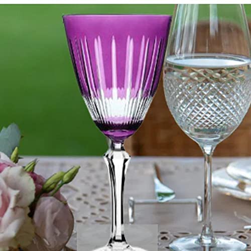 Taca para vinho tinto Elizabeth lapidada em cristal ecologico 250ml A22cm cor violeta-VIOLETA - Bohe