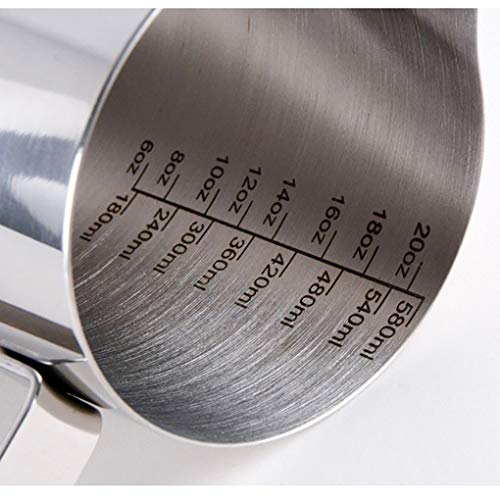 Coffee 20 oz Stainless Steel Milk Frothing Pitcher - Measurements on Both Sides Inside - Perfect for Espresso Machines, Milk Frothers, Latte Art