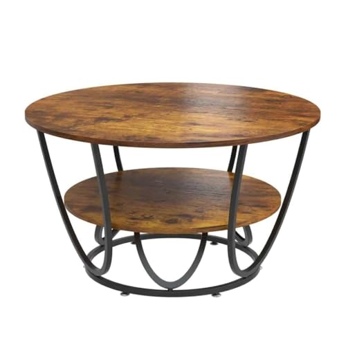 Image of EDEUEQUE Round Coffee Table Modern Sofa Side Table for Living Room End Table Telephone Table with 1 Shelf Storage Wooden Tabletop-Marble Print with Metal Frame (Black Brown)