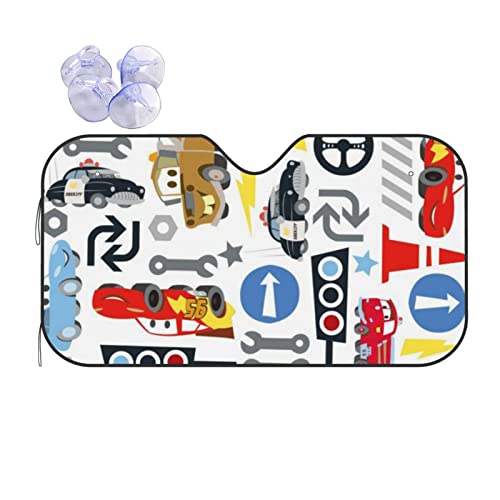 車用サンシェード カーズ アニメキャラクター フロントサンシェード 日除け 軽自動車 吸盤 UVカット 車窓日よけ 紫外線カット 日焼け防止 簡単取り付け 車用品 2サイズ選択 130x70cm xv180