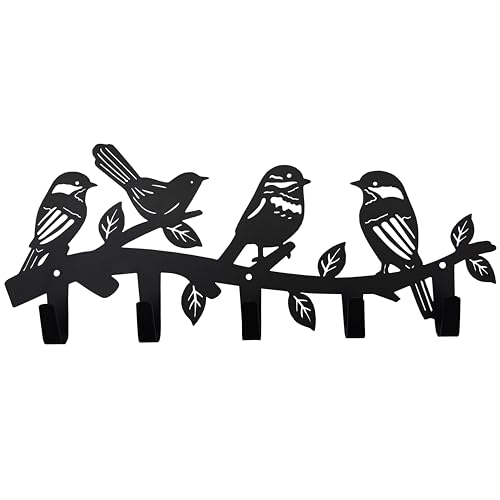 VIVICOMFY Metal Bird Coat Hooks Wall Art Decor-Bird Hangers and Key Holder-Animal Theme Hooks Sweet Home Decor for Storage, Living Room, Hallway, Office (Black) by VIVICOMFY - Used condition - US$13.01
