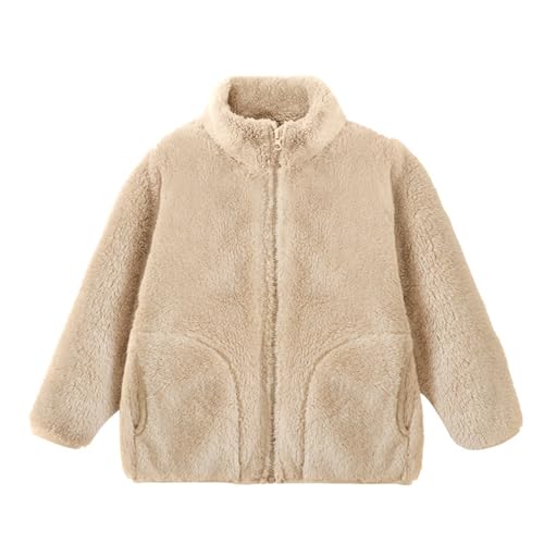 AIMAOMI Girls Fleece Jacket Zip Up Stand Collar Warm Fuzzy Coat Khaki 11-12 Years - image 5