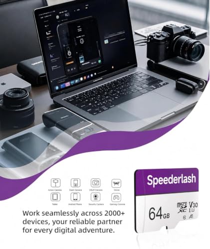 Image of Speederlash 64GB Micro SD Card with Adapter, U3 A1, Up to 95MB /s
