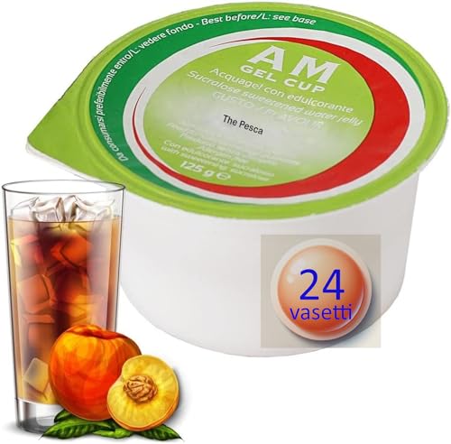 AM Gel Cup Acquagel The Pesca Senza Zucchero, Acqua Gelificata - 24 Vasetti da 125g