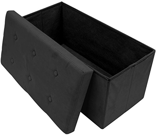 Sorbus Collapsible Storage Ottoman Bench (Black, Medium (15” x 30” x 15”)) - image 9