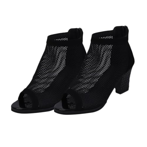 Sandales à talons hauts femme noirs respirantes chic et talons épais