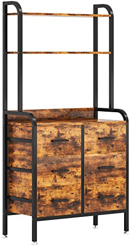 Tribesigns 6 Drawer Dresser for Bedroom,Tall Dresser with 3 Tiers Storage Shelf, Wood Dresser Closet Dresser Organizer Chest of Drawers for Bedroom, Living Room,Hallway,Rustic Brown Tribesigns 6 Drawer Dresser for Bedroom,Tall Dresser with 3 Tiers Storage Shelf, Wood Dresser Closet Dresser Organizer Chest of Drawers for Bedroom, Living Room,Hallway,Rustic Brown