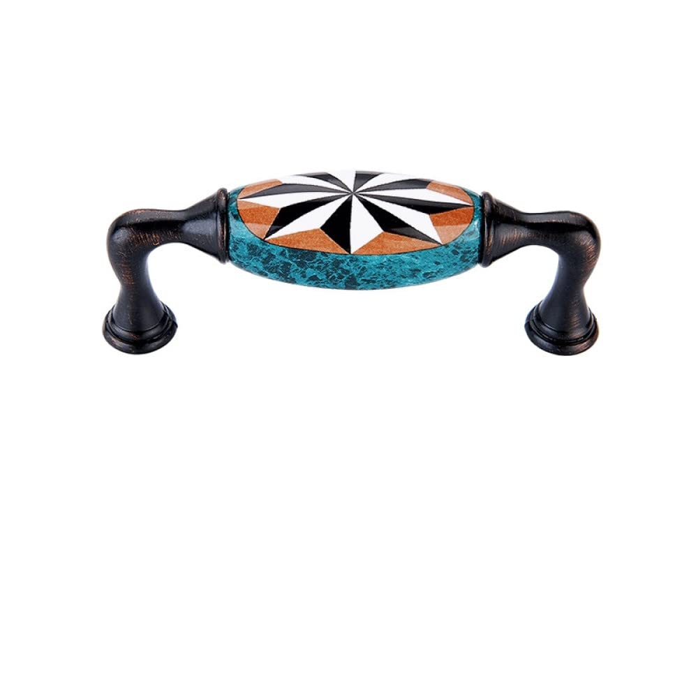 Boutons d'armoire en céramique Youther bleu style américain antique pour tiroir