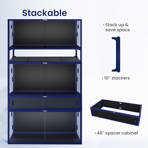 Image of Phailozoo Stackable Reptile Enclosure, 85 Gallon Reptile Tank for Bearded Dragon, Snake, Ball Python, Colorful Aluminum Frame & Front Opening Tempered Glass Door with Handles for Easy Maintenance