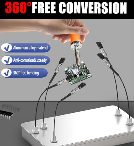 Dritte Hand Löten, 12 x Löthilfe mit Krokodilklemmen und Eisenbox Basis, Flexibler Löthilfe mit Krokodilklemmen und Modellbau Farben Standfuß, Ideal für Löthilfe, Platinenhalter und Modellbau Zubehör