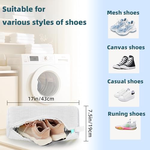 Image of Shoe Washing Machine Bag Laundry Shoe Bag for Washer and Dryer Reusable 2pc Shoe Cleaning Bags for Sneakers 360 Deep Cleaning Machine for All Shoes Types With Self-locking Zipper
