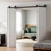 62 Bi-Folding Sliding Barn Door Hardware Track Kit for 2 Doors,Top Mount Roller,Smoothly&Quietly,Easy to Install,Black,Door Not Included[Fit Four 14 Bifold Doors]