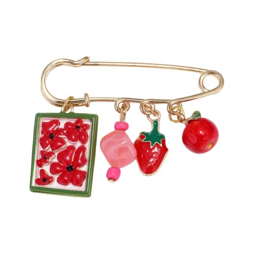 Broche fruit fraise peinte à la main, un bijou poétique unique - 5