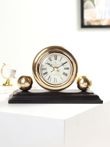 Image of Decor de Maison Brings Handcrafted Orbitron Table Clock for KidsRoom, Living Room, Bedroom, Study Table, Office|Classic Non-Ticking Tabletop Battery Operated Analog Desk Clock (Gold)