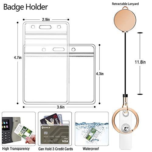Retractable Lanyards For Id Badges And Keys, Cute Breakaway Teacher Lanyard With Badge Holders And Reels, Durable Silicone Beaded Lanyard For Women, Nurses, Office With 2 Waterproof Card Holders #TOP1