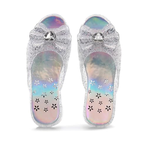 Image of Jelly Sandals for Girls Dress Slide Princess Frozen Inspired Elsa Flats Dance Party Cosplay Snow Queen Birthday Clear Slippers Summer Little Girls, Toddler Slip On