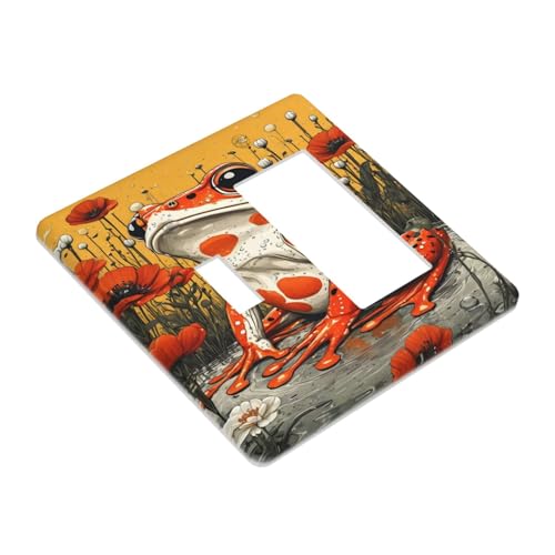 Decorative Outlet Covers Big Orange Frog Red Floral Wildflower 2 Gang 1 Gang Wall Plate Cover Single Toggle Rocker Combo Light Switch Cover Plate Face Plate