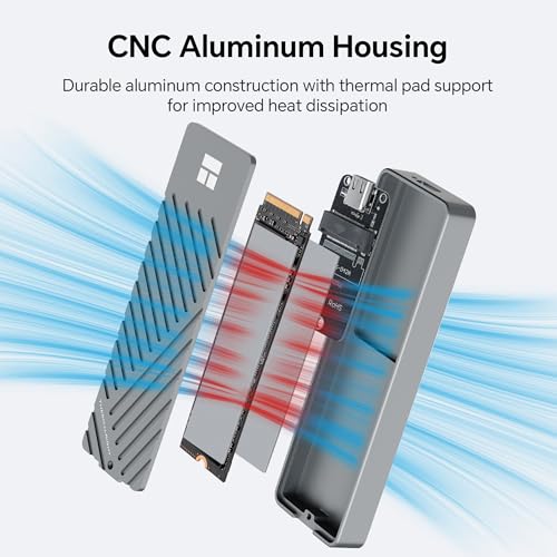 Image of HR-EB101 AC Grey M.2 NVMe SSD Enclosure, 10Gbps USB-C, 2230-2280