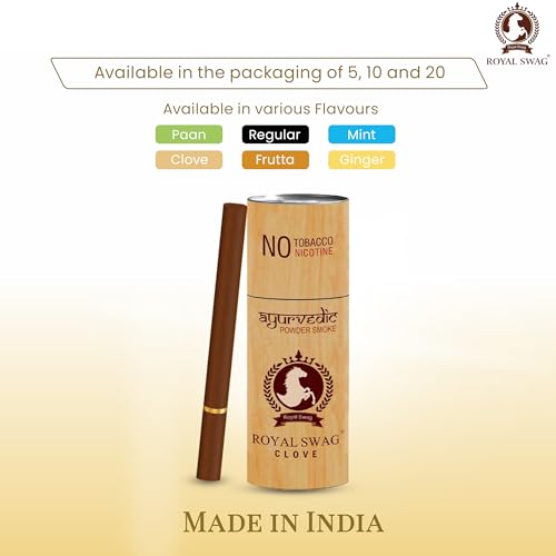 Image of ROYAL SWAG Herbal Cigarettes 100% Tobacco Free and Nicotine Free Clove Crush with Ayurvedic Herbs Flavoured - Pack of 15 Sticks