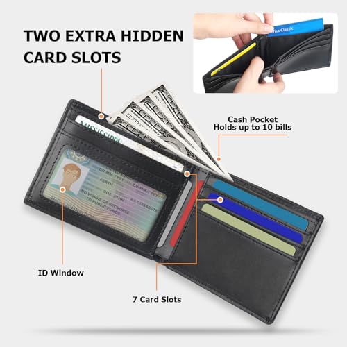 Slim Mens Wallets Leather Rfid Blocking Bifold Wallets for Men With ID Window4