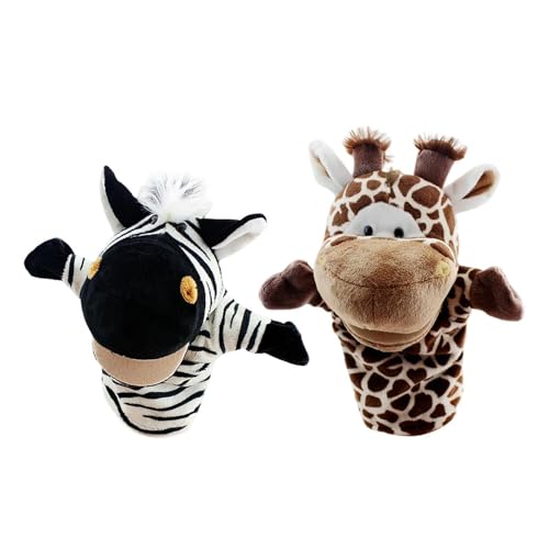 Marionnettes à main girafe zèbre pour animer des jeux sans écrans