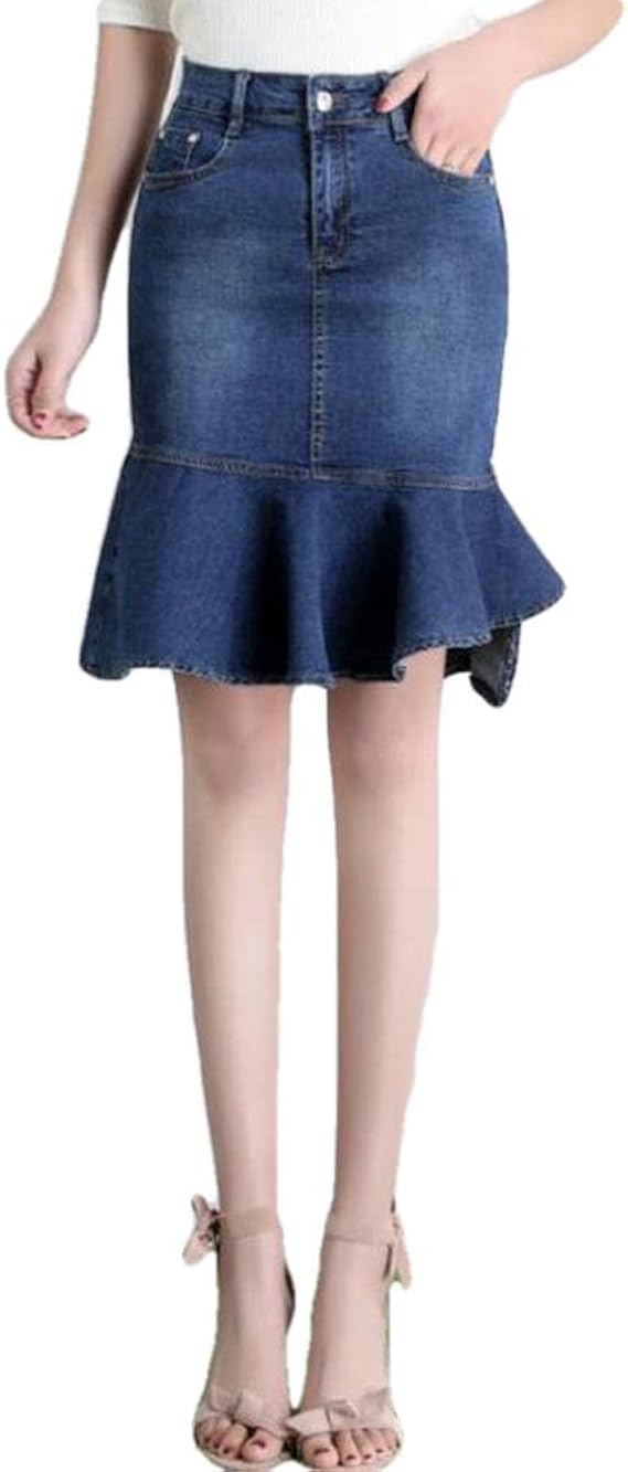 ERTYUIO Gonna Pantalone Donna Corta Gonna Corta in Jeans Gonna in Denim con  Volant da Donna Gonna in Jeans Tinta Unita A Vita Alta : Amazon.it:  Abbigliamento