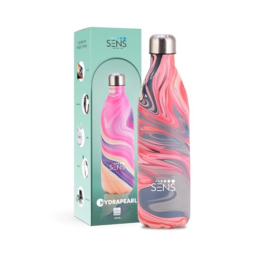 Image of SENS Hydra Pearl Stainless Steel 1000ml Bottle Hot or Cold up to 24 Hours | Leak Proof, BPA Free, Eco-Friendly | Travel | Office | Home | Misty Morning