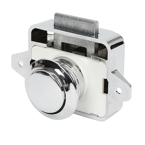 Premium Push Button Catch Lock with Knob for Camper Caravan Push Button Cabinet Cupboard Door Latch Sturdy Zinc Alloy Latch Furniture Lock - Multi Color (Silver)