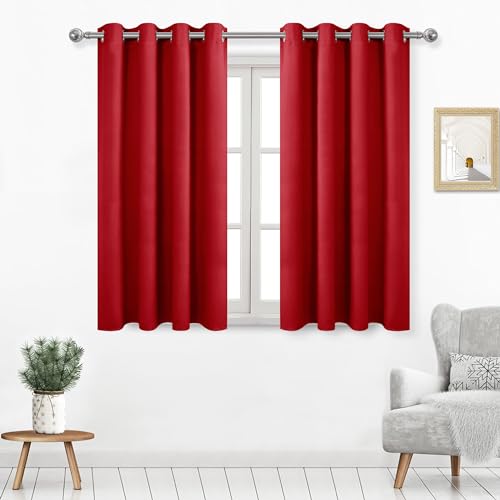 Image of DWCN Red Curtains for Bedroom Living Room 52 x 63 Inch 2 Christmas Panels