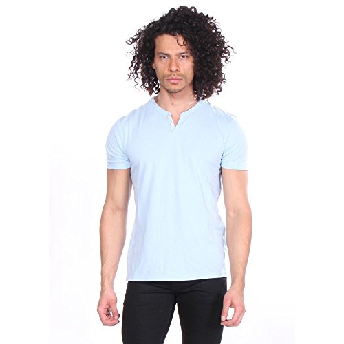 Lucky Brand Men's Button Notch Neck Tee, Dream Blue, X-Large